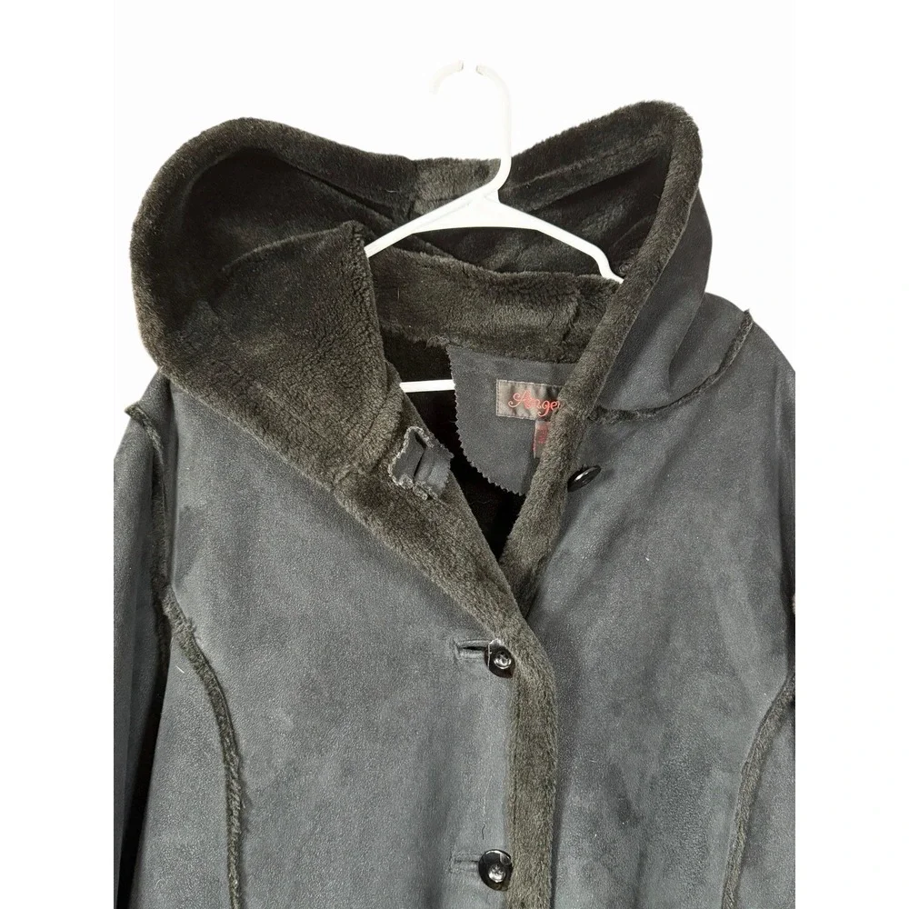 VTG Witch Winter Mystical Boho Penny Lane Coat XL Vegan Suede Long Hooded Jacket